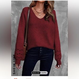 V-neck red sweater